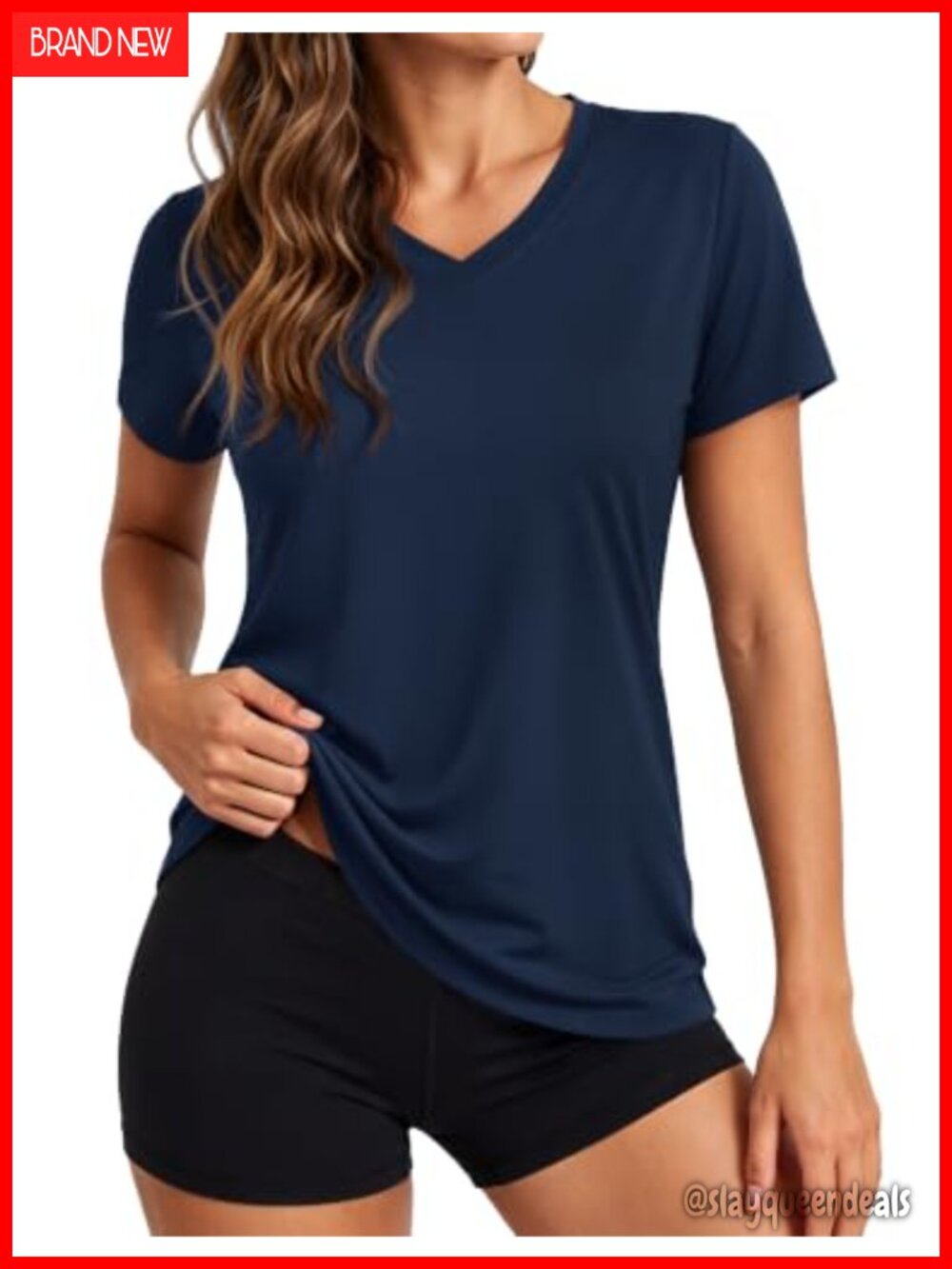 Women's V-Neck Short Sleeve Workout T-Shirt Quick Dry UPF 50+ Active Top